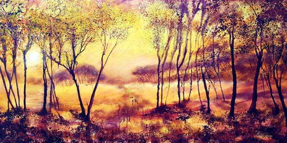 Abstract Trees - Autumn Sunrise through Trees I