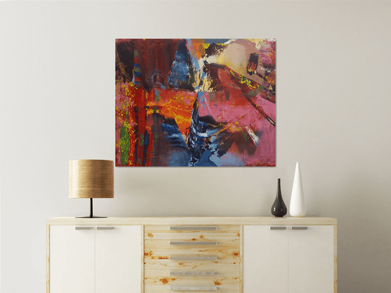 LARGE FASCINATING COLORS ABSTRACT PAINTING CHILDHOOD DREAMS O KLOSKA