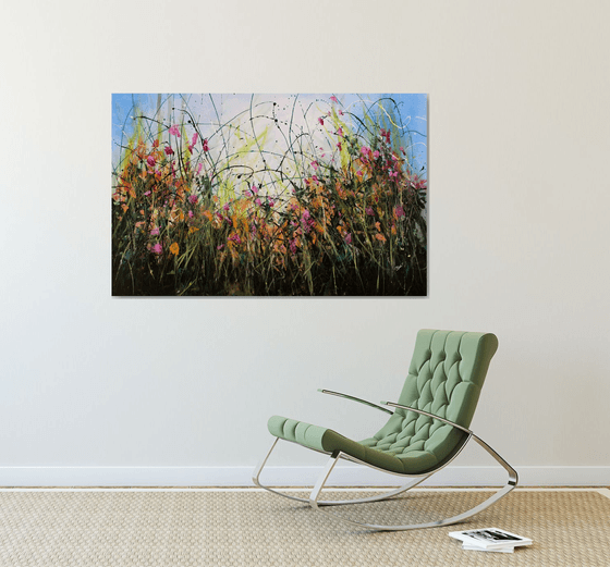 Only Seconds Away #1 - Large 124x 80 cm Original abstract floral painting