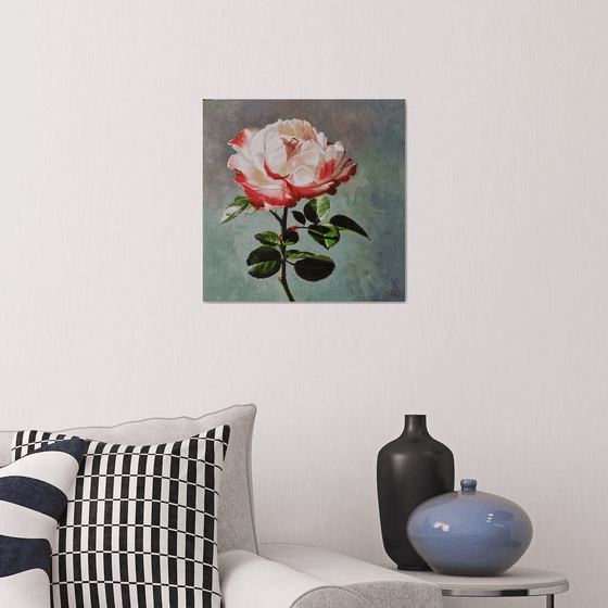 "Illuminated by the sun."  rose flower  liGHt original painting  GIFT (2021)