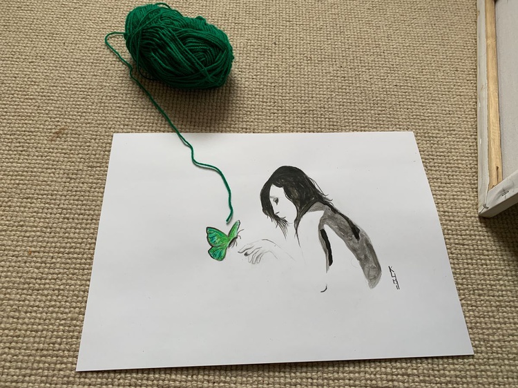 Painting Of Woman Girl With Butterfly Art Artfinder