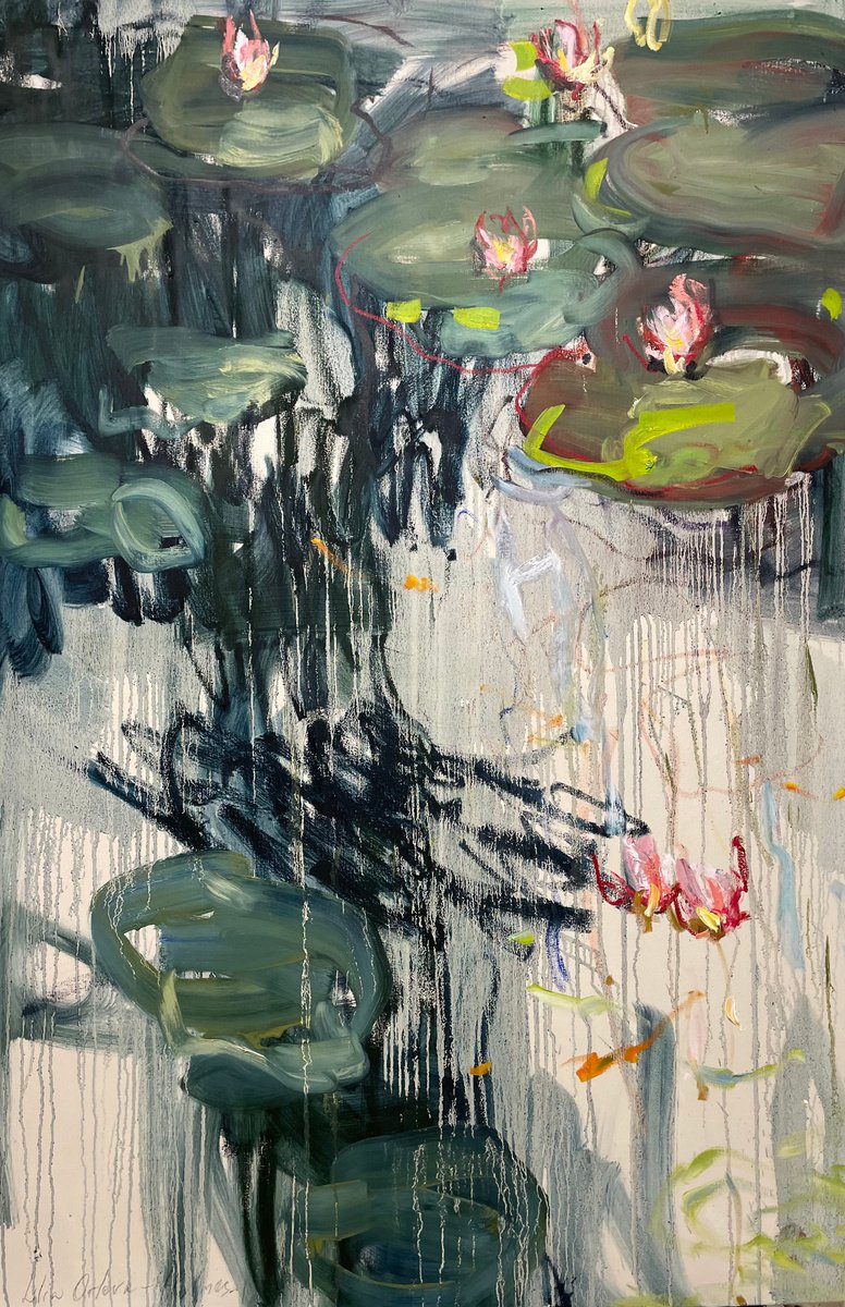 The water-lily pond. Reflections and flow. by Lilia Orlova-Holmes