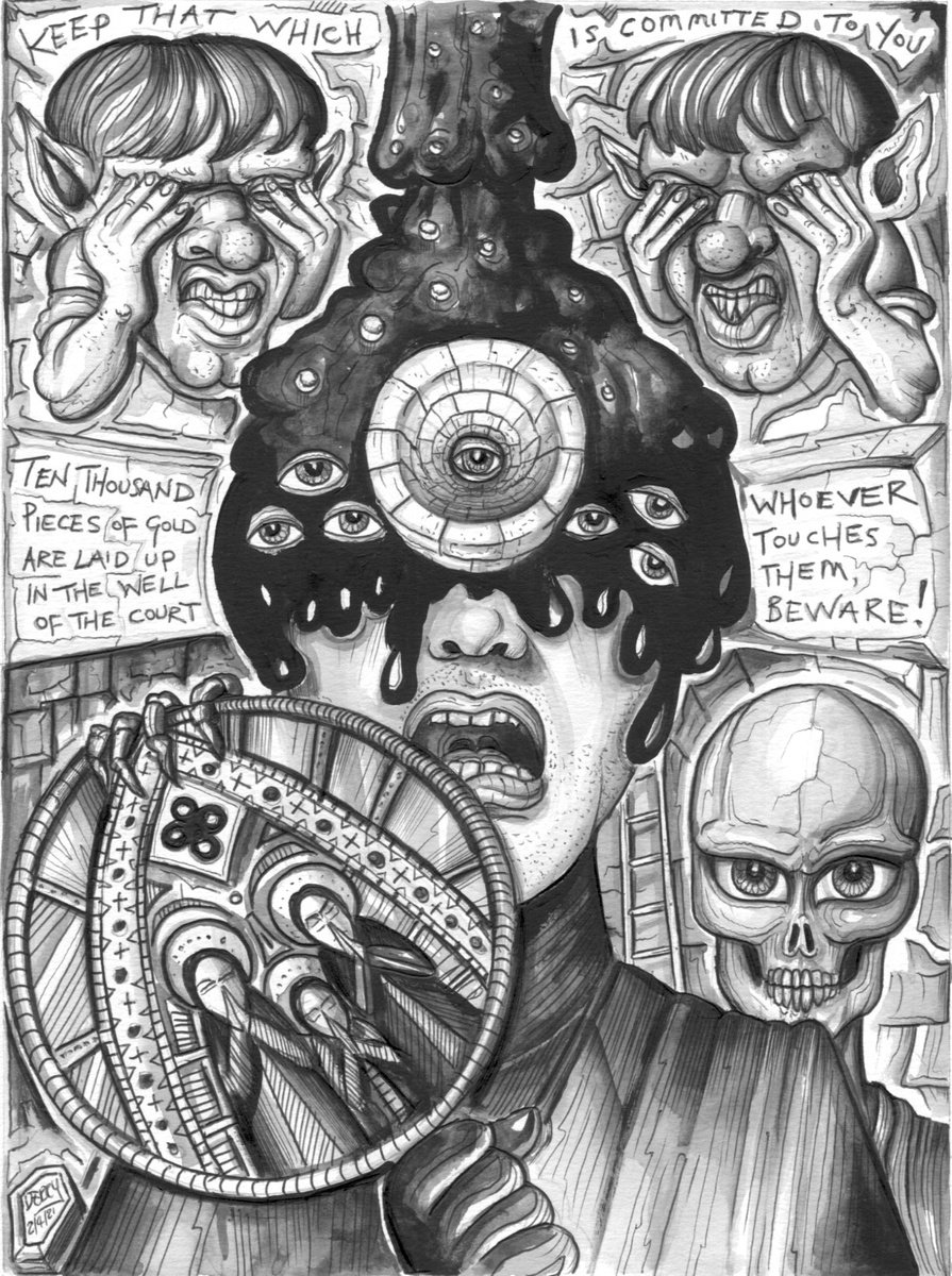 There is a stone, and upon it are seven eyes - Horror Art by Spencer Derry ART