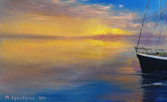 Seascape Morning calm - Seascape painting,  sunrise  painting