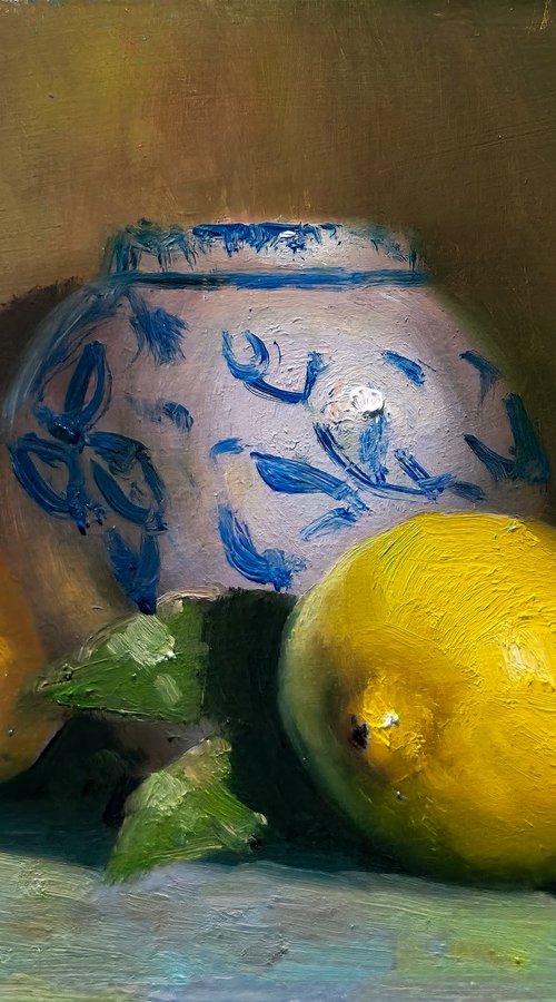 Lemons and Vase by Pascal Giroud