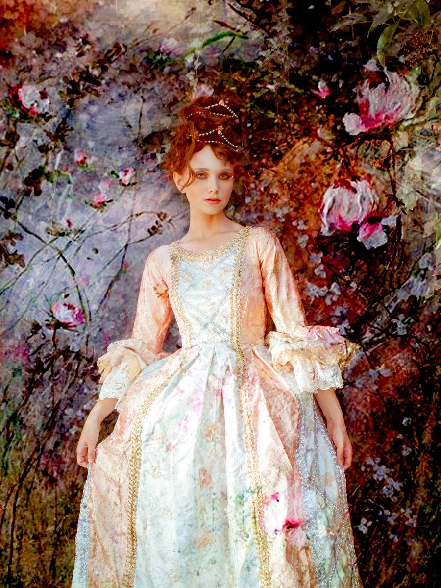 Impressionistic Portrait Photograph By Viet Ha Tran, 15 X 19", Romantic Garden (Framed), Original Artwork