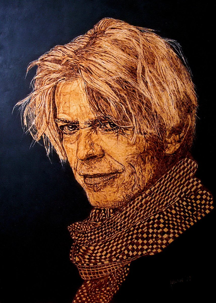 Expressive Painting , David Bowie By Milis Pyrography, 20 X 28, Artwork For Sale On Artfinder