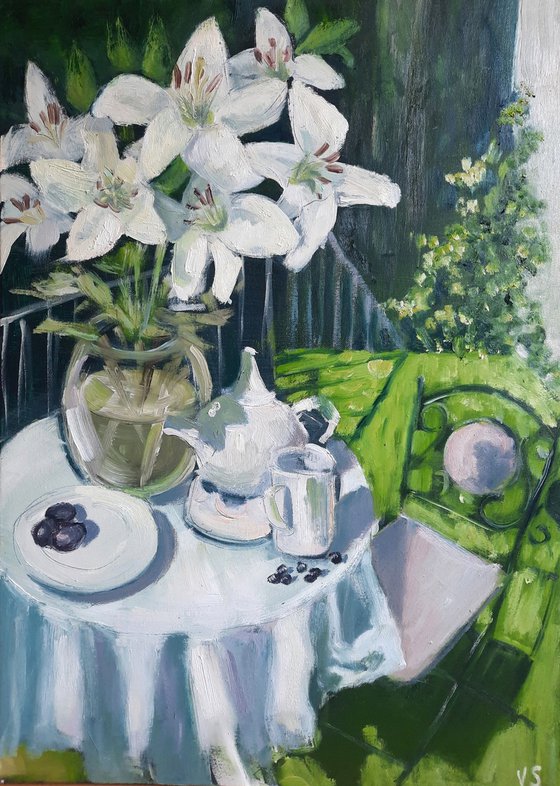 Still Life with White Lilies