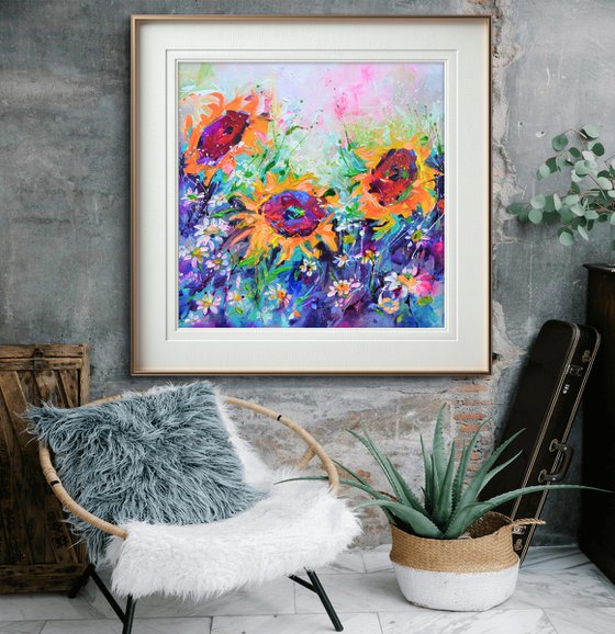 Sunflowers Swirls - Wild Flowers Field