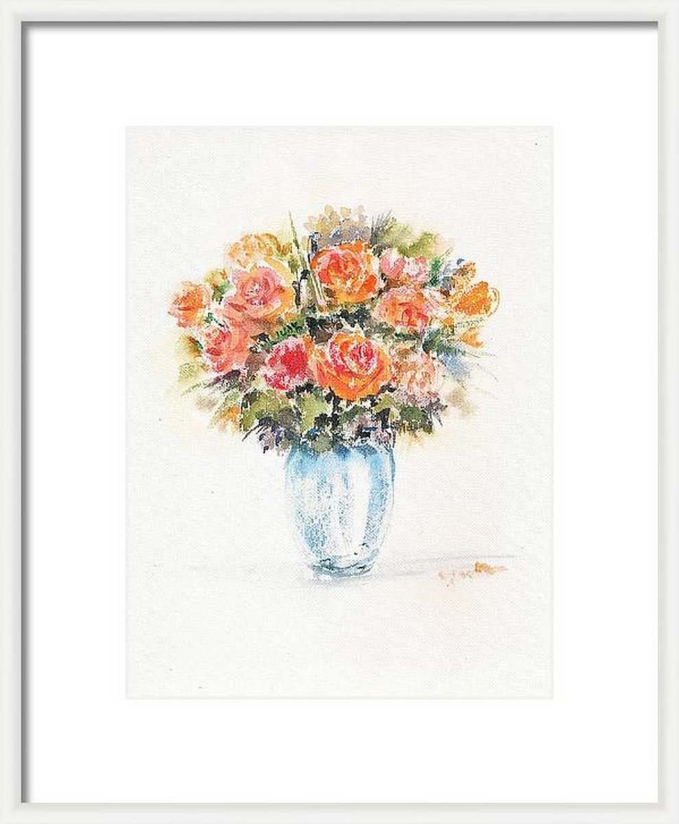 Spring Roses in a Vase by Asha Shenoy