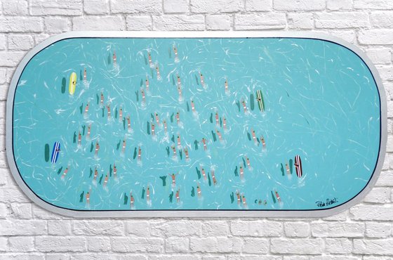 Swimmers 111 · Ironman triathlon abstract sport art. sea, beach, wave, salt ..