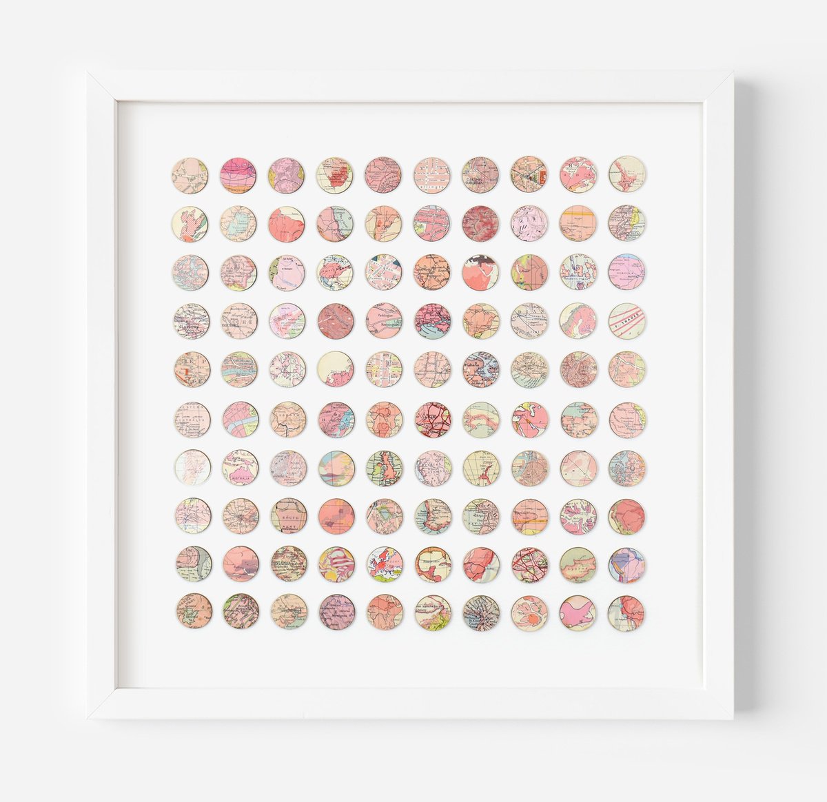 Pink World Map Dots 3D Mixed Media Collage by Amelia Coward