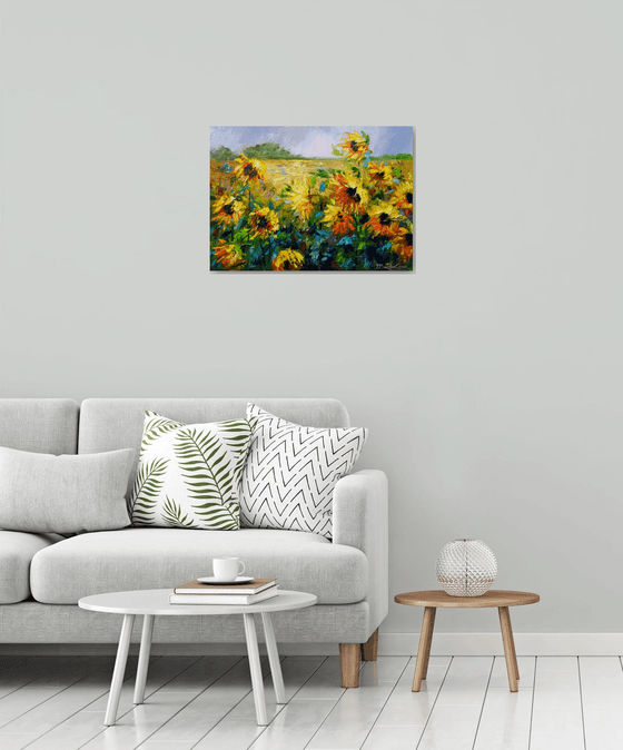 Wind and sunflowers