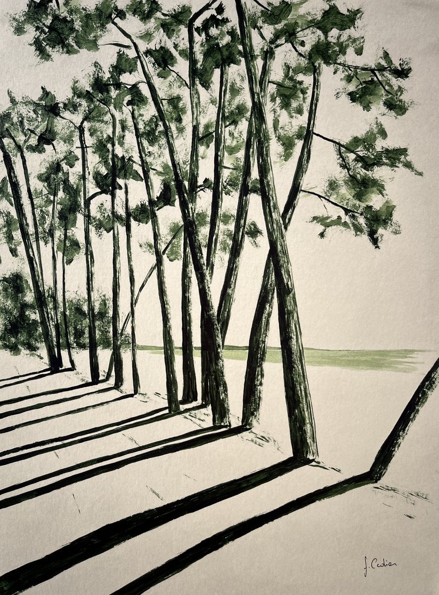 Landscape Painting By Cadiou Frederic, 13 X 17, Avenue Du Cap Coz, Original Artwork