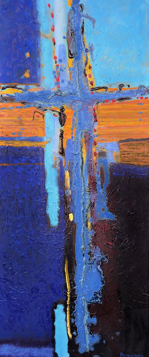 Plus, 100x40cm, oil painting abstract by Arturas  Braziunas