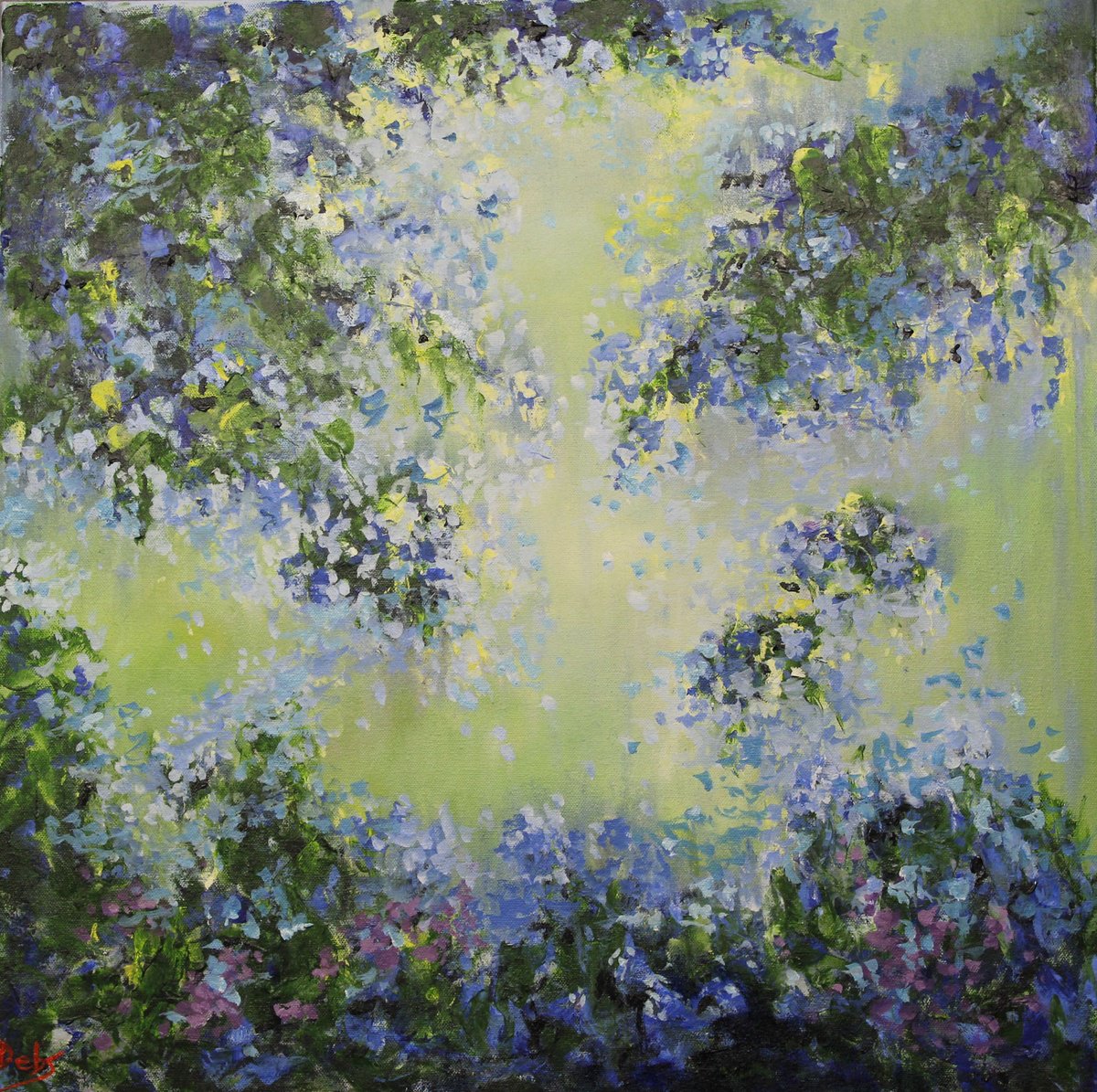 Impressionistic Botanical Oil Painting By Debbie Young, 24 X 24, Petals, Original Artwork