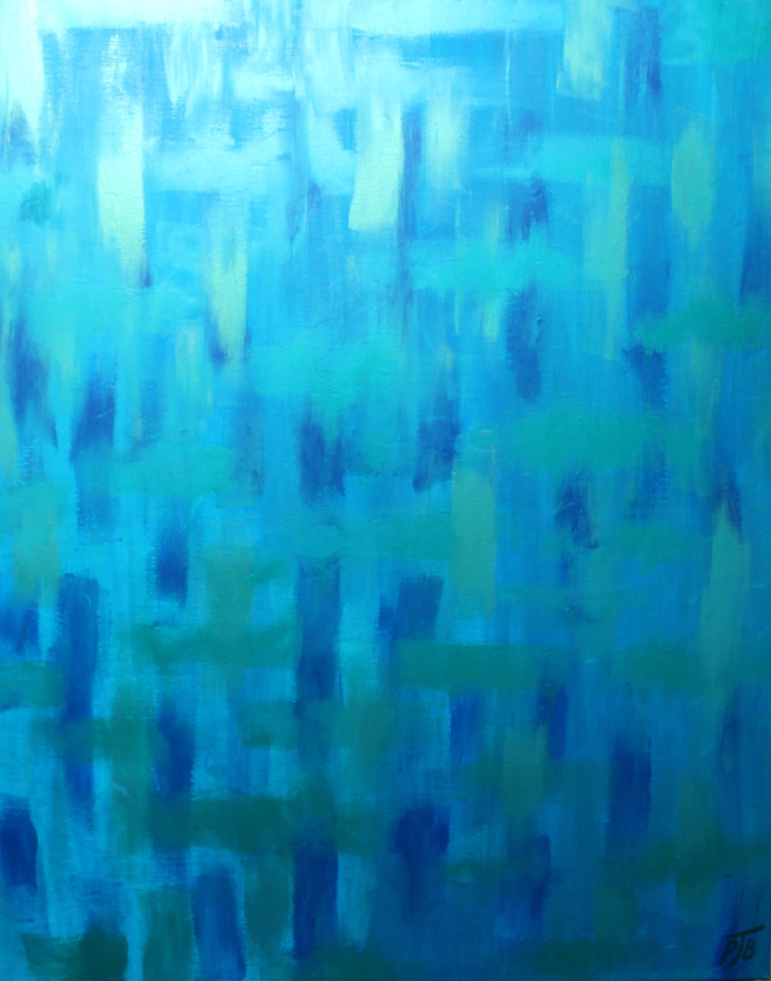 Organic Abstract Acrylic Painting By Paul J Best, 30 X 40", Blue I ( Large 30" X 40 "), Original Artwork