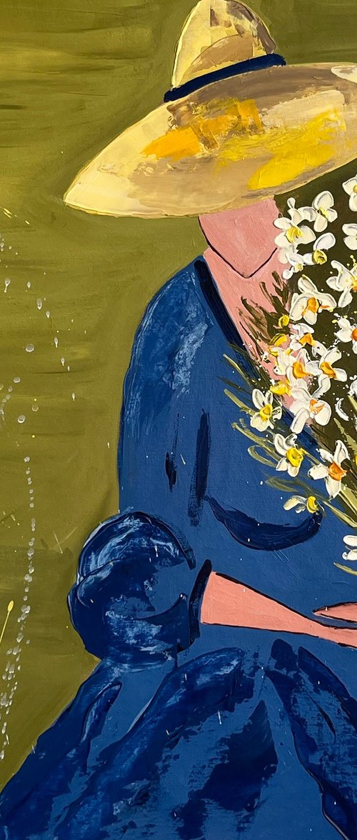 Woman Daisy Original Painting by Halyna Kirichenko