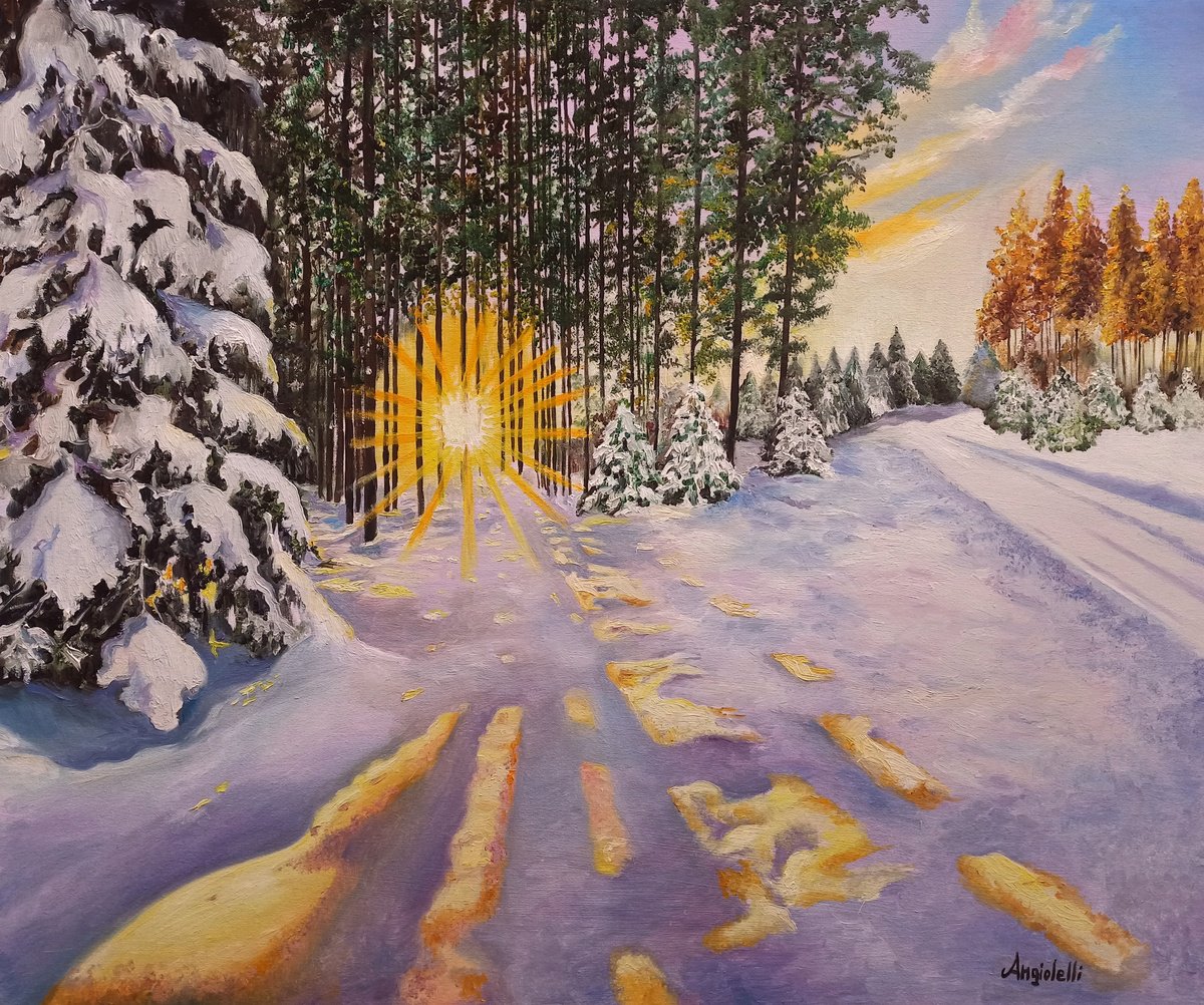 Photorealistic Landscape Oil Painting By Anna Rita Angiolelli, 24 X 20, Traces Of Light, Original Artwork