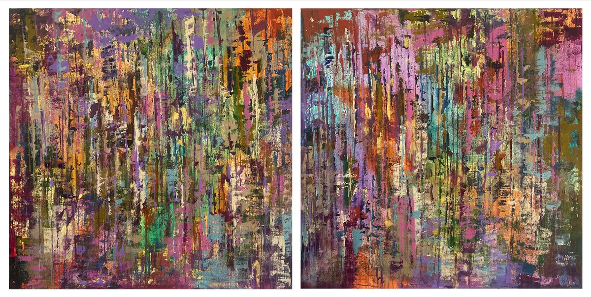 Downtown Shades Of Life-Diptych_72X36 By Avinash Pise, 72 X 36, Artwork For Sale On Artfinder
