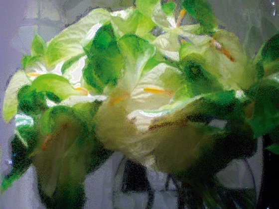 Pecera con flores