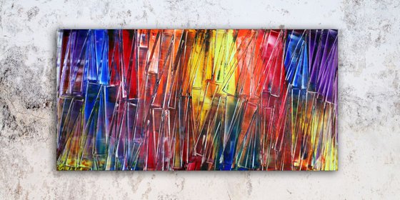 "The Piano Has Been Drinking" - FREE USA SHIPPING - Original Large PMS Oil Painting On Board - 48 x 24 inches