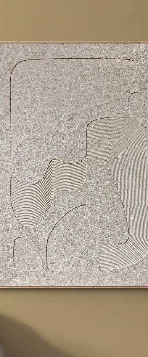 "Bay 4" Beige textured abstract art by Marine