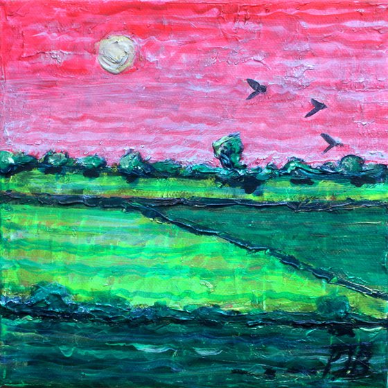 Strawberry Skies II (small 20 cm x 20 cm)