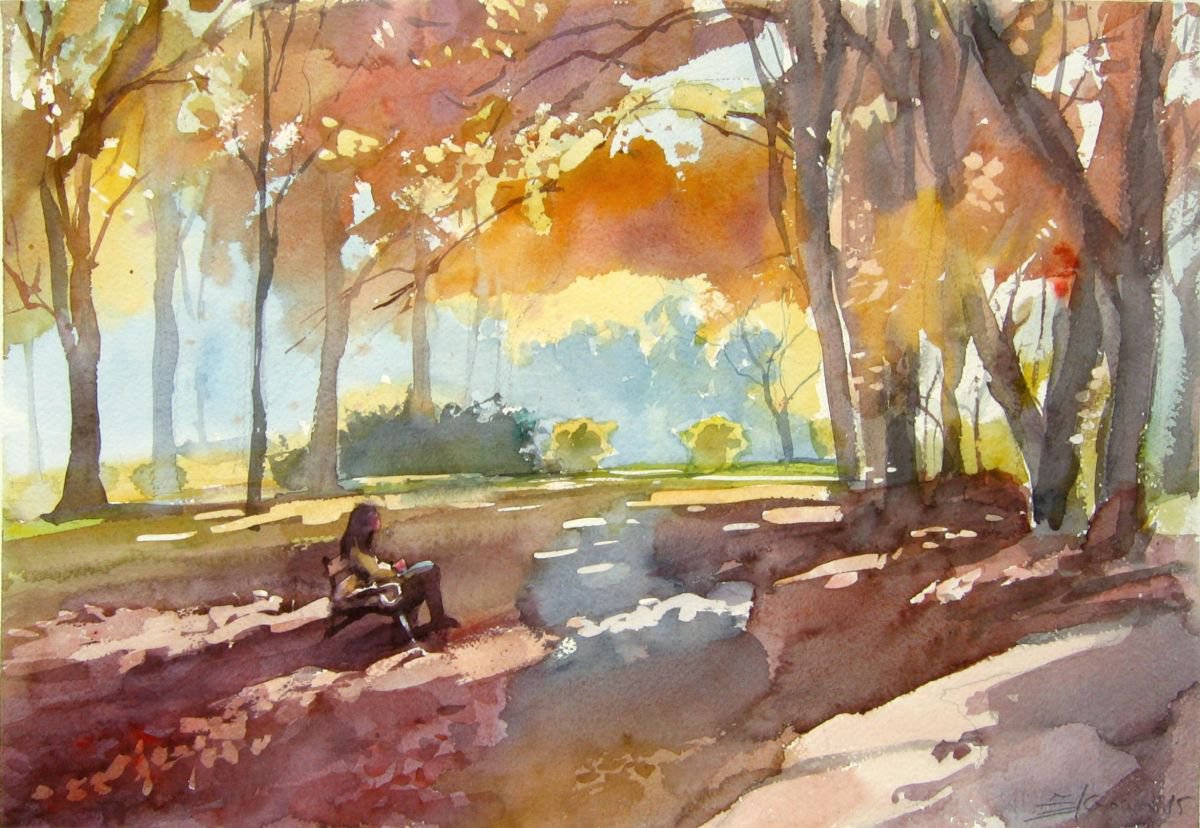 autumn sunny day III by Goran �igoli? Watercolors