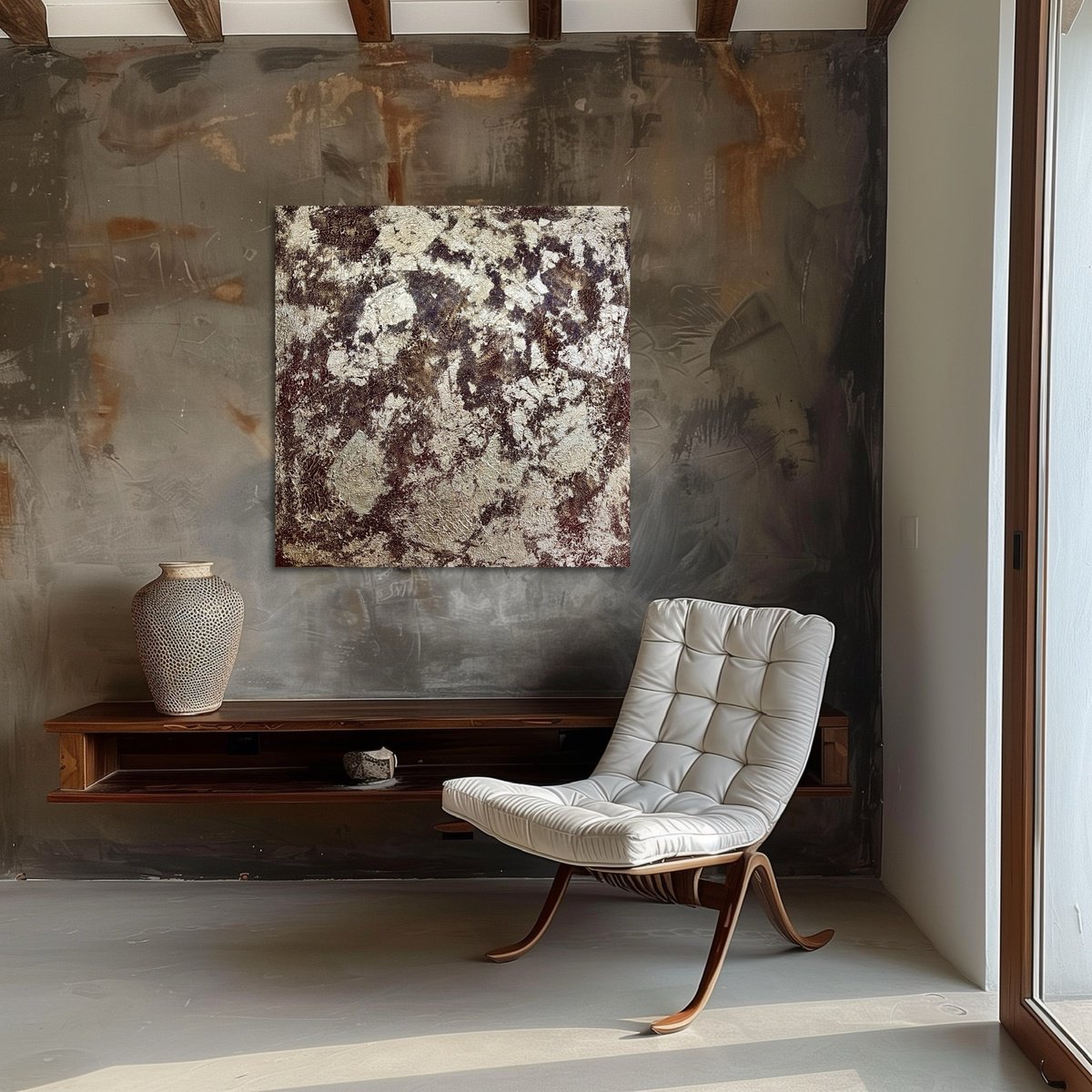 Abstract Acrylic Painting By Exclusive Arts, 31 X 31, Yellow Star, Original Artwork