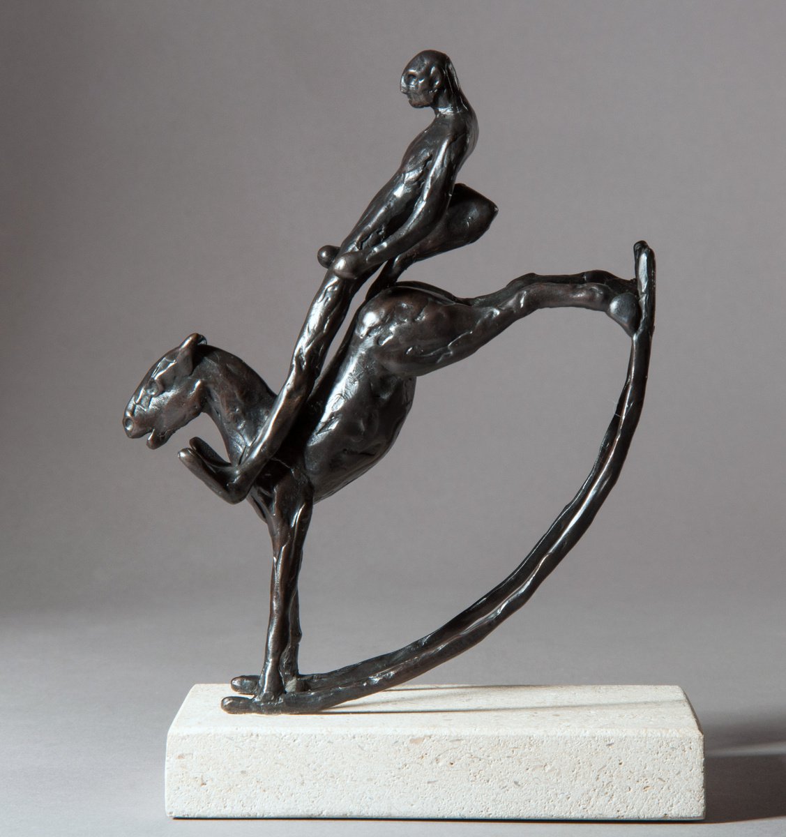 Expressive Portrait Bronze Sculpture By Holly Bennett, 5 X 7, Rocking-Horse Rider Iii, Original Artwork