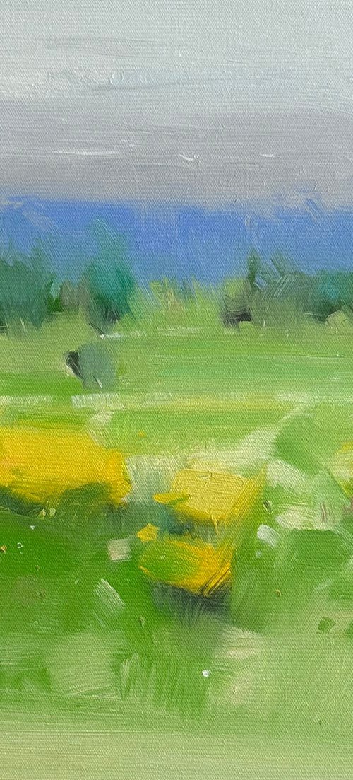 Yellow Flowers, Original oil painting, Handmade artwork, One of a kind by Vahe Yeremyan