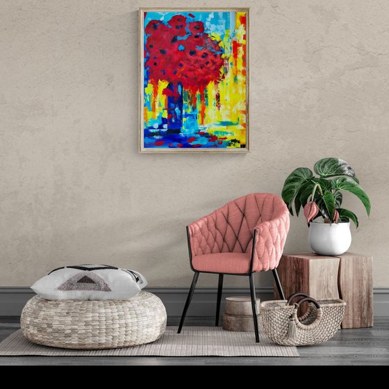 Crimson Bouquet in Blue