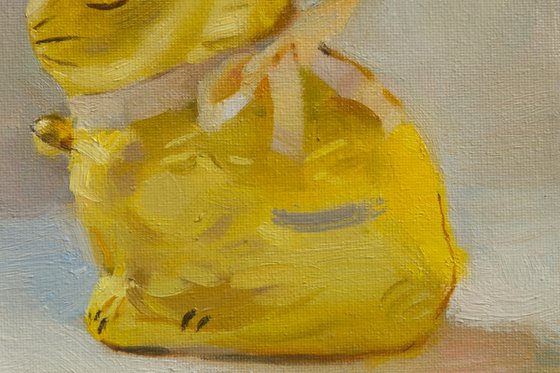 Golden Bunny 2 - Original Oil Painting
