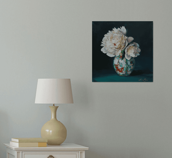“Two peonies in Chinese vase ”