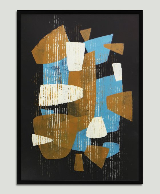 Incl Frame - Fractured Black 3 - Art on paper - A3 - 31x43CM - Ronald Hunter 29S