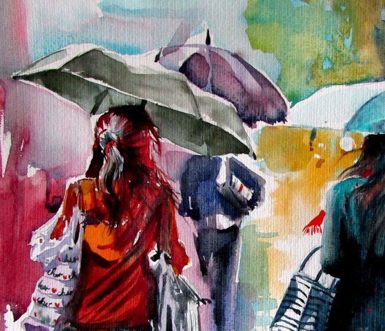 Rainy day with umbrellas II