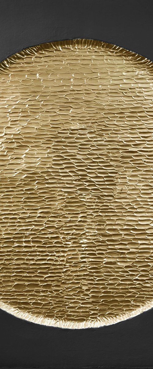 "Golden Black Mars" Abstract high textured by Alex Zy