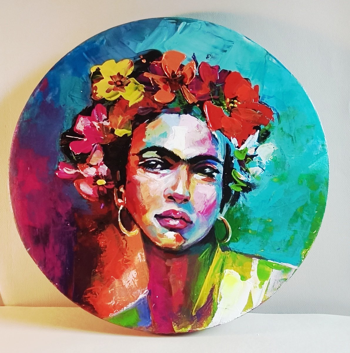 Impressionistic Portrait Acrylic Painting By Elena Kraft, 16 X 16, To Be Continued..., Original Artwork