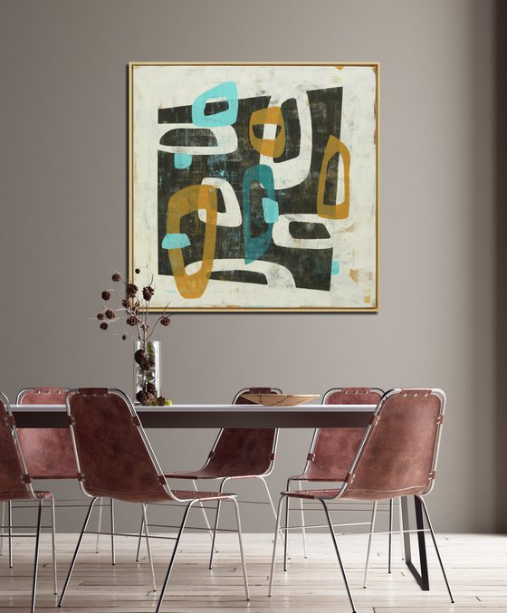 Round & Round in Camel - Incl Frame - 95 x 95 cm - Ronald Hunter - 21M