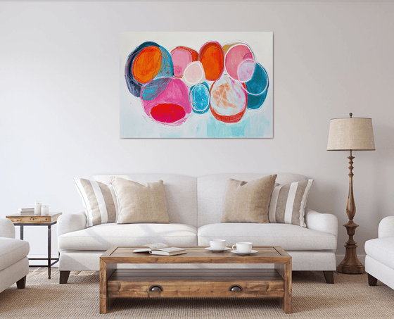 Colorful circles on white