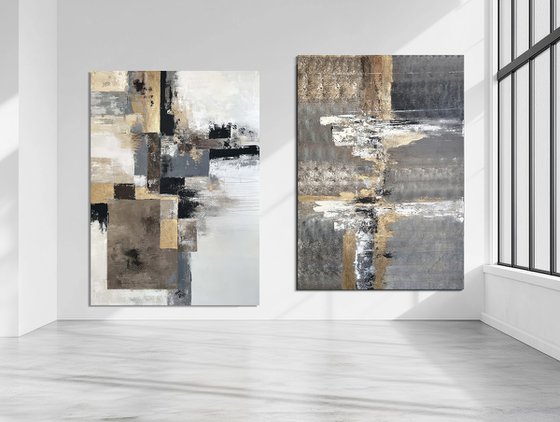 Golden Horizons: Golden Frameworks Diptych