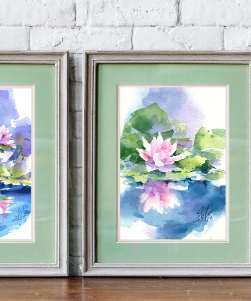 Diptych "Pink Lotuses" by Ksenia Selianko
