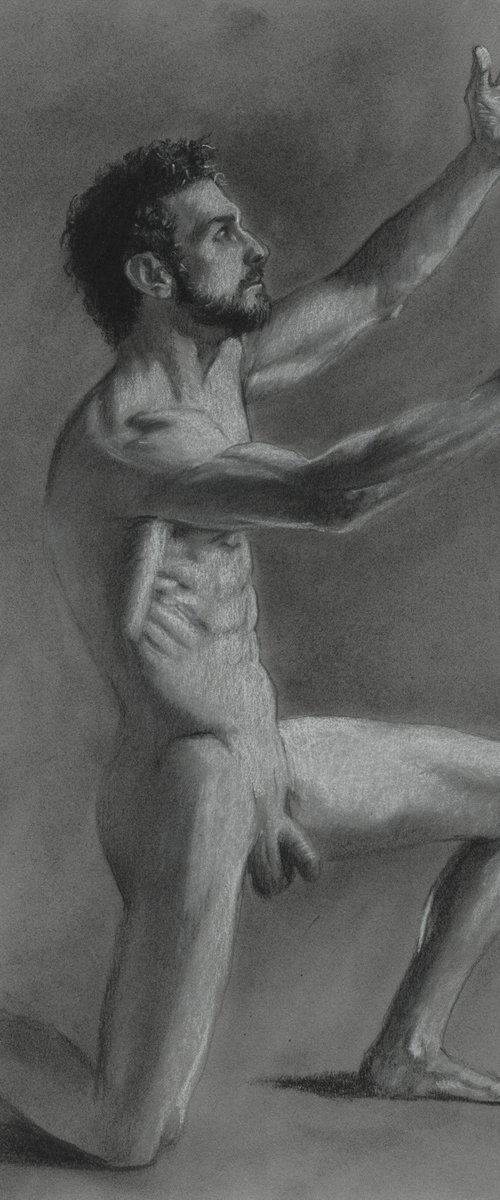 Male Nude Figure Drawing by Scott Feringa