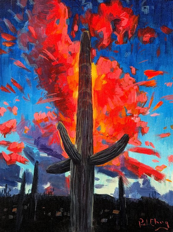 Sentinel Beneath a Fiery Sky
