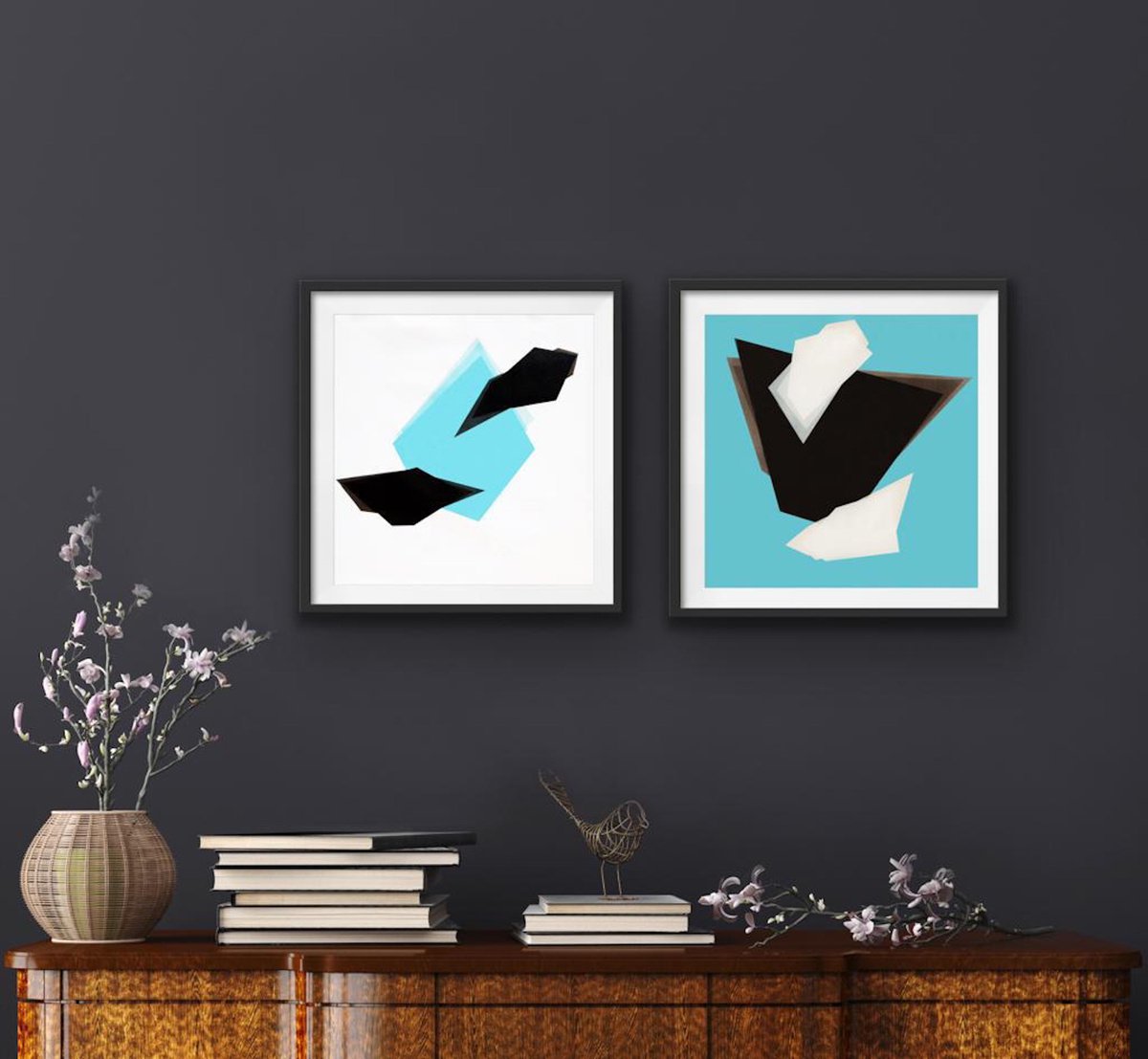 Three Geometric Color 3 - Diptych by Catia Goffinet