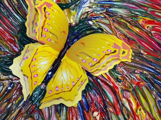 flying yellow butterflies