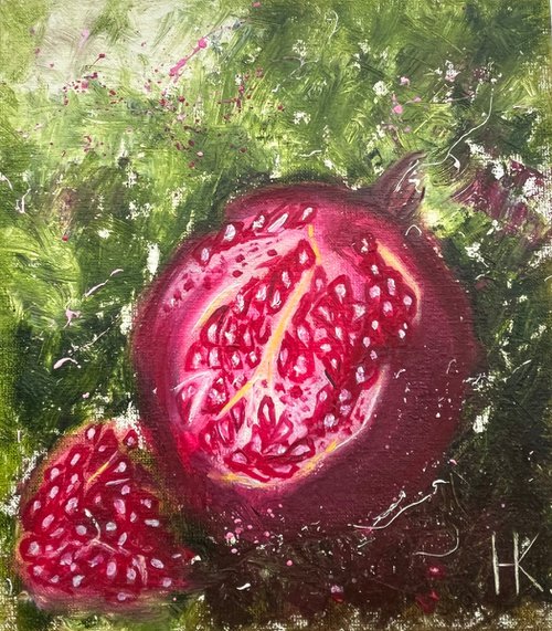 Pomegranate original oil painting by Halyna Kirichenko