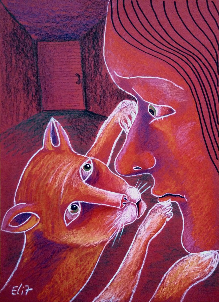 Expressive Animal Pencil Drawing By Elisheva Nesis, 9 X 13, I Know, Right?, Original Artwork