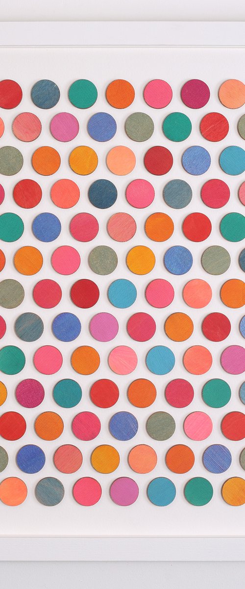 137 painted dots original colour study 3d collage by Amelia Coward
